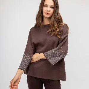 OPEN Πουλόβερ με Στρας στα Μανίκια