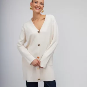 OPEN Πουλόβερ-Ζακέτα με Χρυσά Κουμπιά