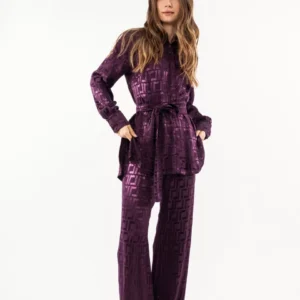 OPEN Σετ με Διακριτικό Γεωμετρικό Μοτίβο | Σκούρο Μωβ