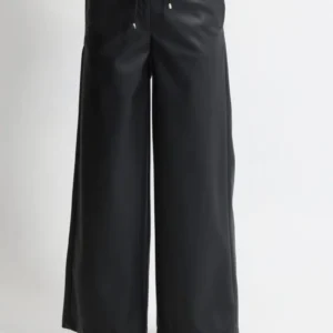 Tresor Παντελόνι Eco Leather Wide Leg με Λάστιχο στη Μέση| Μαύρο