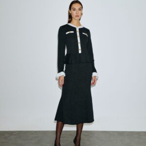 Dejavu Πλεκτό Δίχρωμο Φόρεμα | Μαύρο