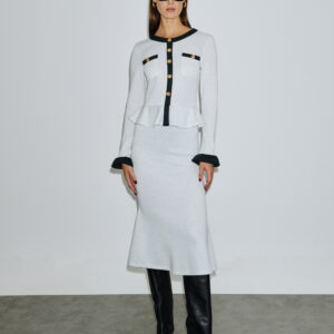 Dejavu Πλεκτό Δίχρωμο Φόρεμα | Λευκό