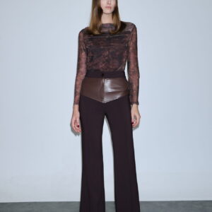 Dejavu Ψηλόμεσο Παντελόνι με Δερματίνη Λεπτομέρειες