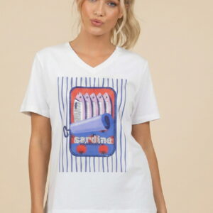 Unitee Κοντομάνικη Μπλούζα V-Neck με Τύπωμα