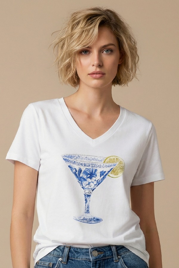 Unitee T-shirt με Τύπωμα Blue Martini