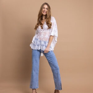 Open Τζιν Παντελόνι με Τρουκς στο Πλάι και Διακριτικό Άνοιγμα