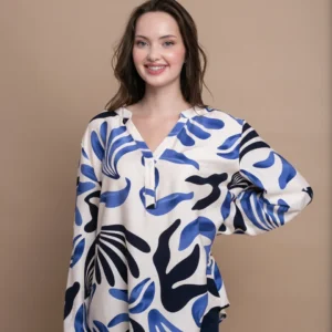 Open Πουκαμίσα με Abstract Σχέδιο | Μπλε