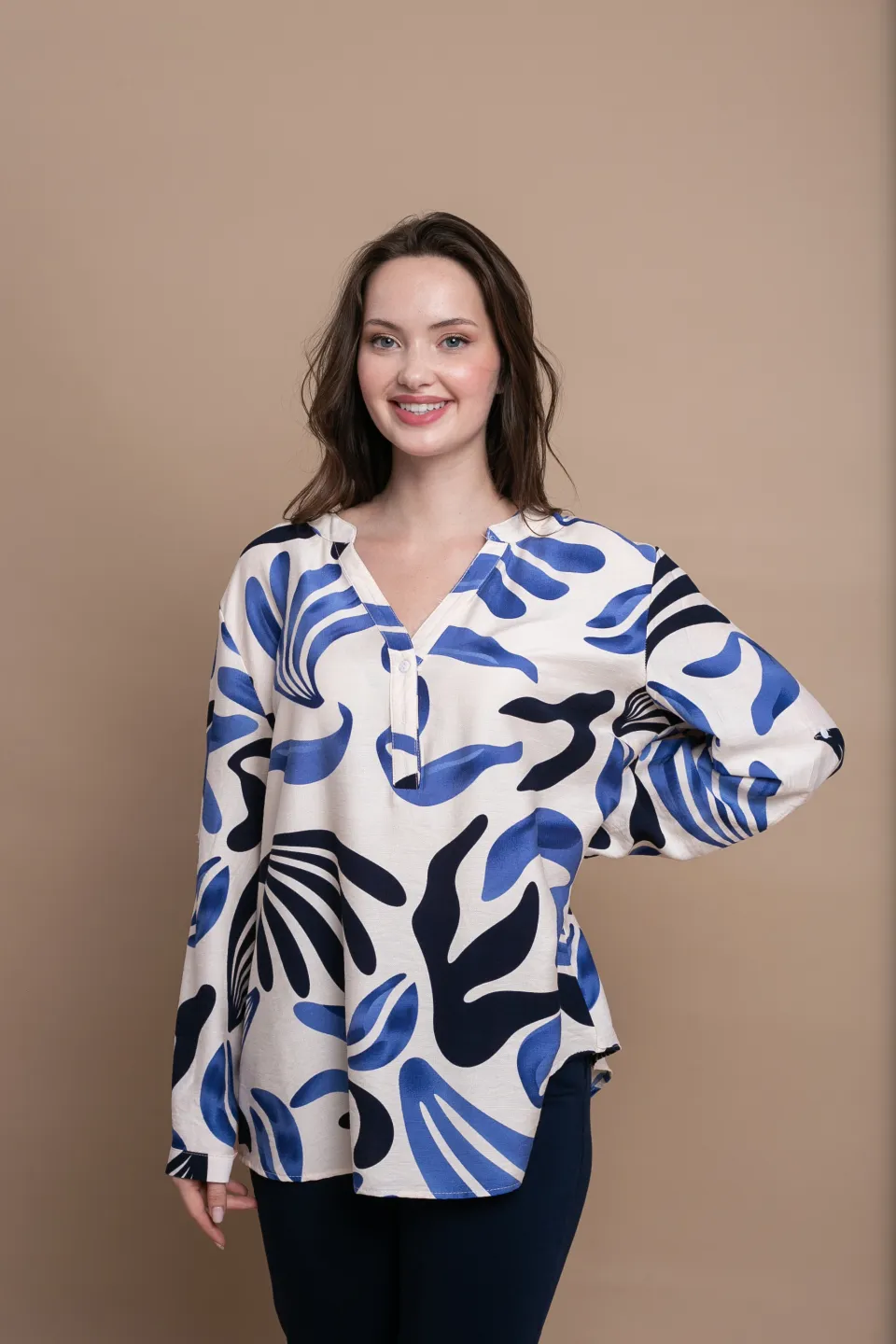 Open Πουκαμίσα με Abstract Σχέδιο | Μπλε