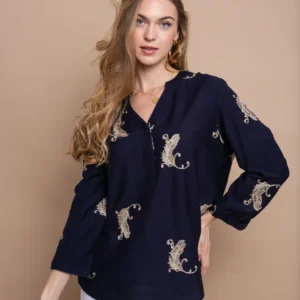 Open Πουκαμίσα με Χρυσά Λαχούρια | Μπλε