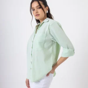 Open Πουκάμισο Ριγέ με Γιακά και Τσέπη | Λαχανί