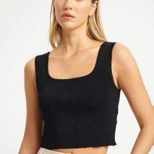 Mind Matter 'Bona Crop Top' Πλεκτό | Μαύρο