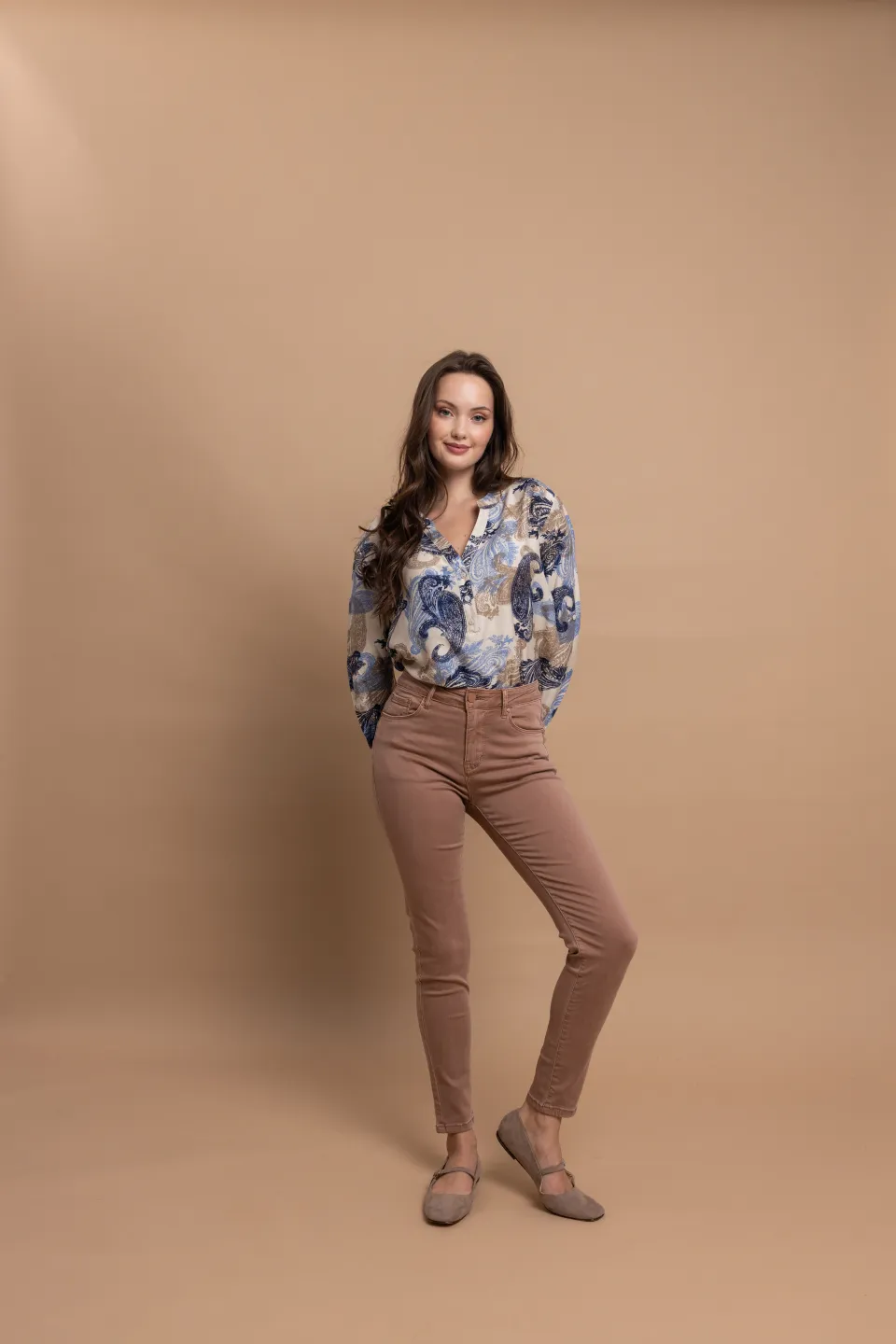 Open Παντελόνι Ψηλόμεσο με Slim Fit Εφαρμογή | Terracota