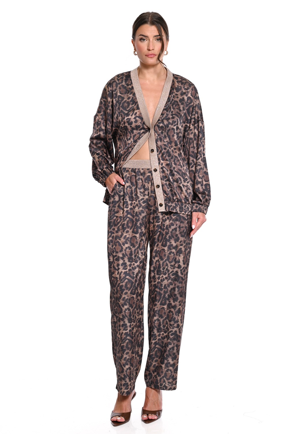 WE COSS Leopard Print relaxed παντελόνι