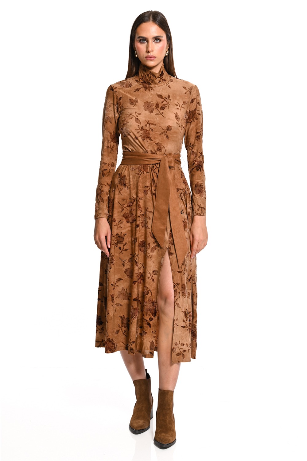 WE COSS Floral midi φόρεμα με ζώνη