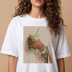 Dejavu T-Shirt με Στάμπα Matcha Latte & Κοσμήματα
