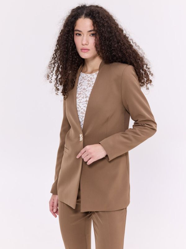 Donna Martha Κοστούμι με Χρυσό Κουμπί | Καφέ